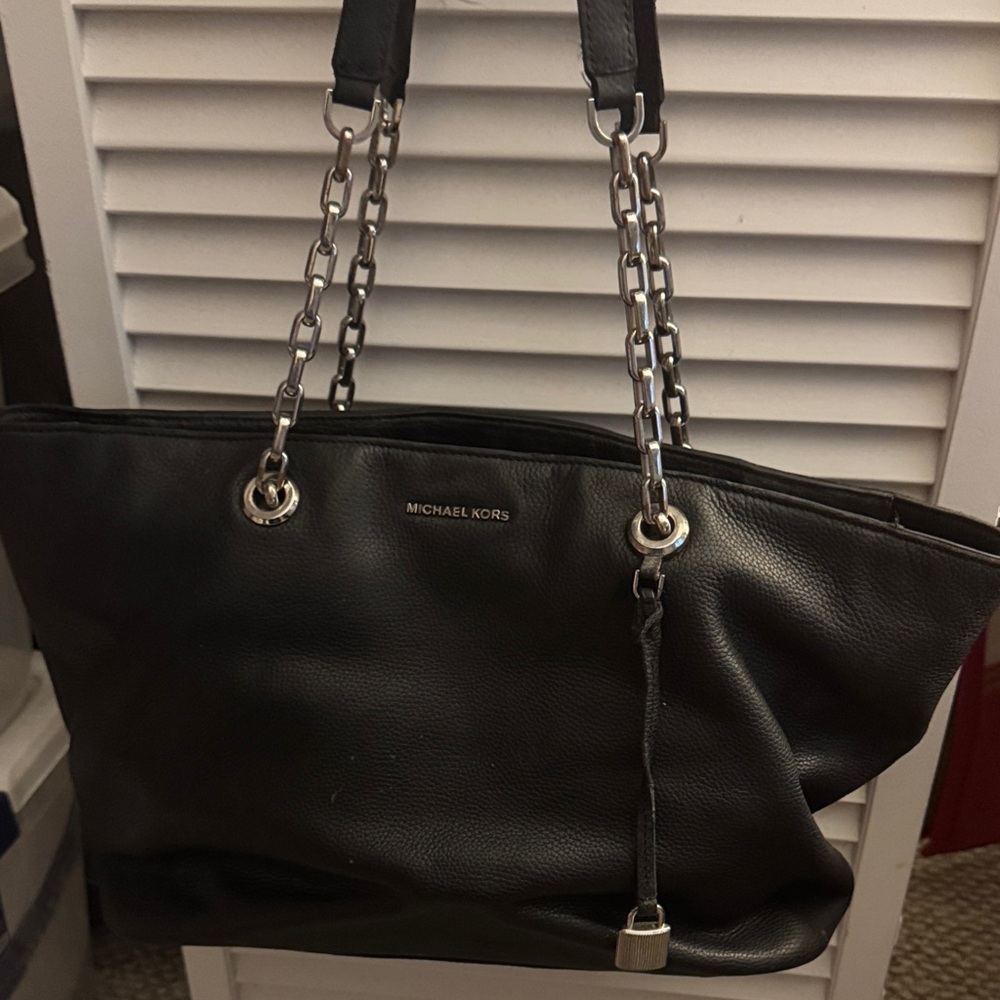 Michael Kors Black Tote with Chain Straps